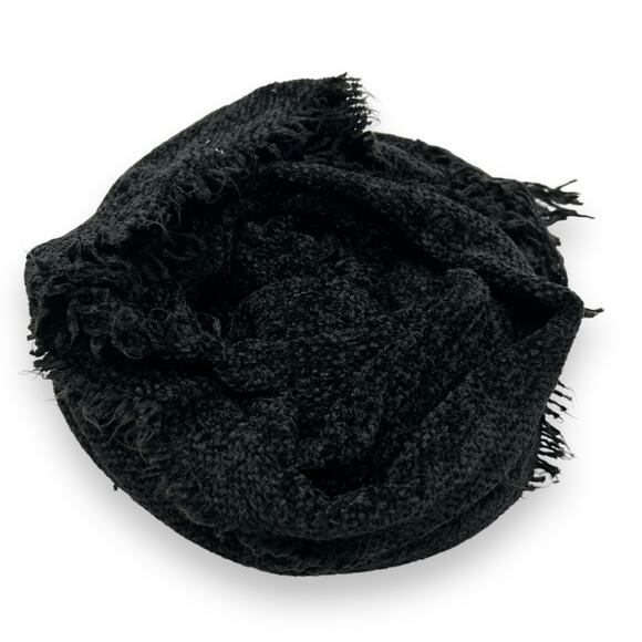 NEW Style&Co. Black Chenille Scarf Fringe Trim Oblong Winter Neutral Cozy Macys - Picture 4 of 13